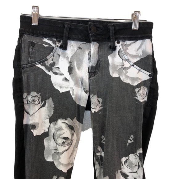 Hudson Visa Versa Floral Denim Jeans Black - Picture 6 of 11